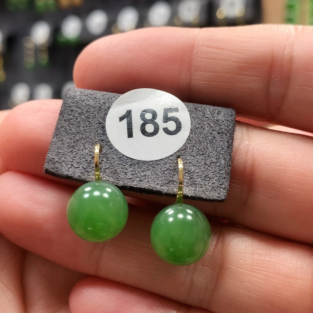 和田玉耳饰18K金镶嵌