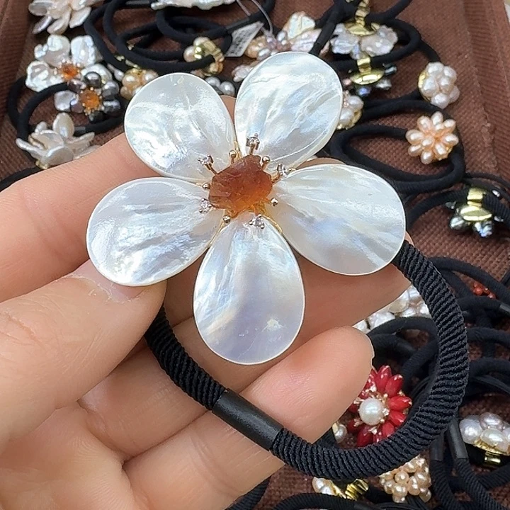 淡水珍珠发饰银S925镶嵌