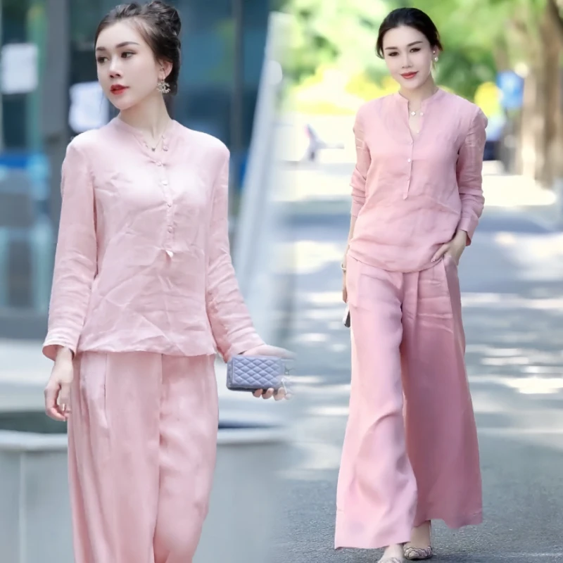 休闲风中国风轻熟风时尚套装唐装上衣套装休闲气质中式长裤