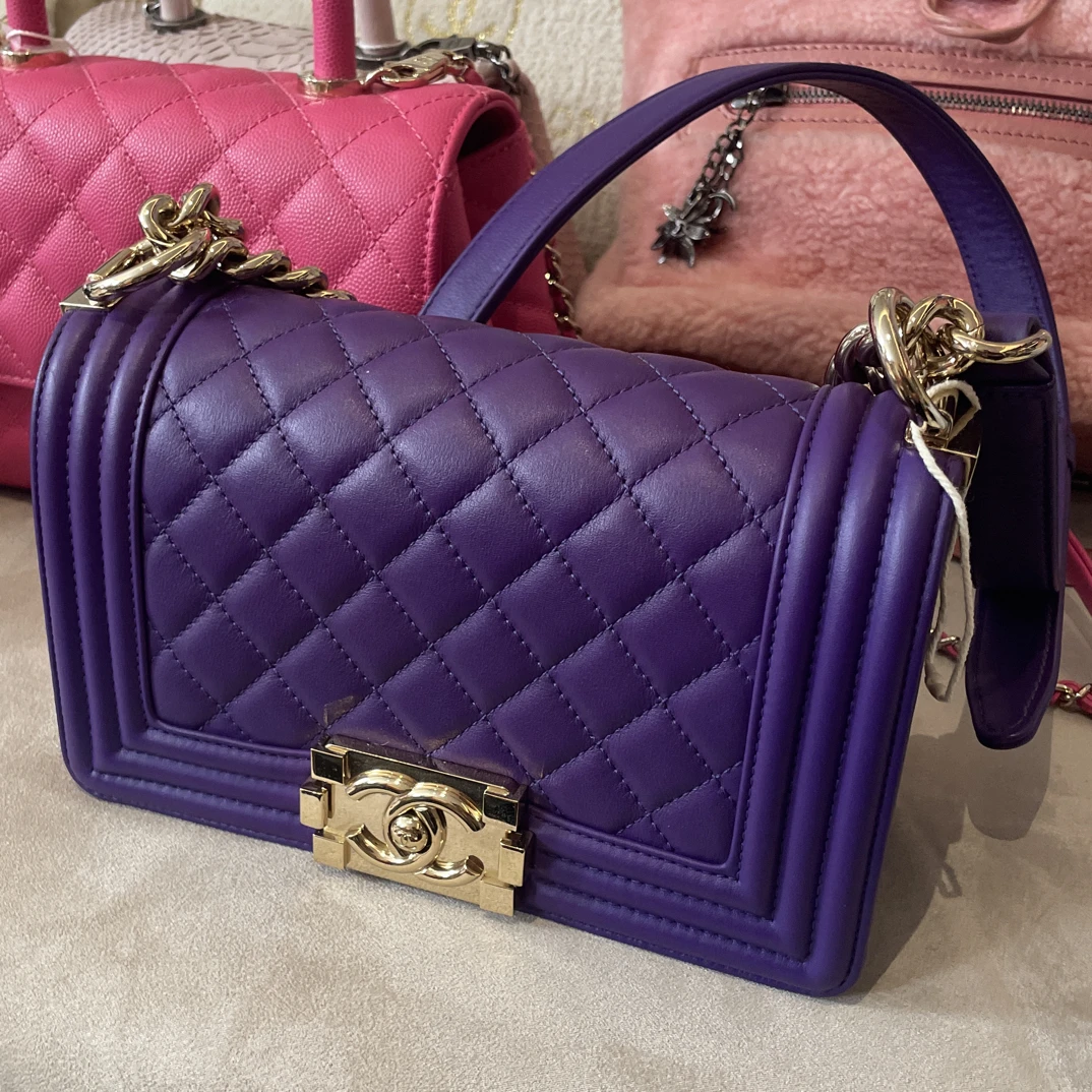 95新 Chanel/香奈儿 夏七中古/Chanel紫色leboy单肩包
