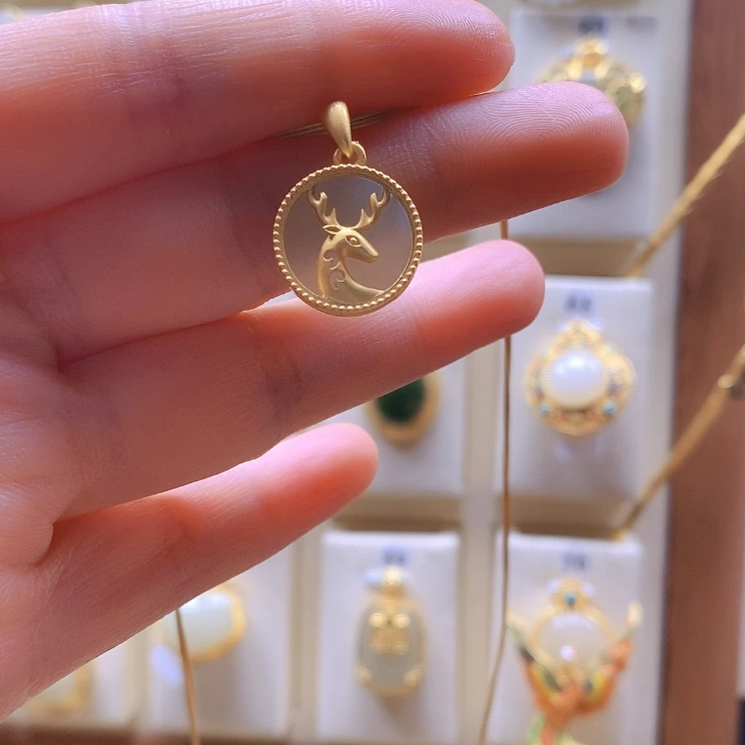 和田玉颈饰银S925镶嵌