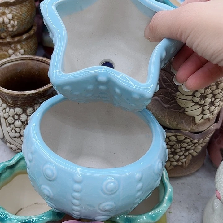 多肉绿植陶瓷花盆9.9包邮，有孔