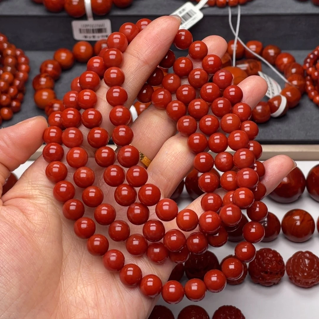 南红玛瑙未镶嵌手串8.8mm收藏保山满红满肉锦红108