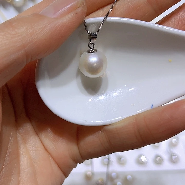 淡水珍珠白珠银色瓜子扣银S925镶嵌