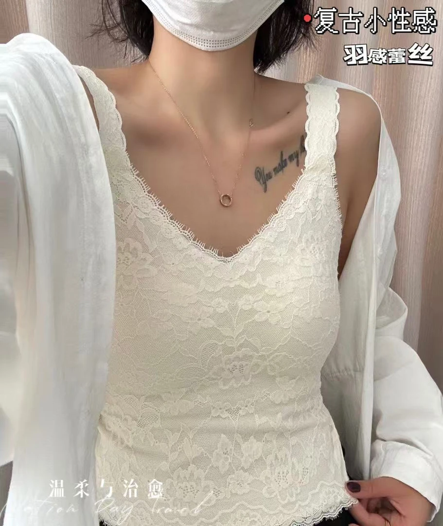 M171曼裳格2025新款   睫毛磨毛法式蕾丝吊带