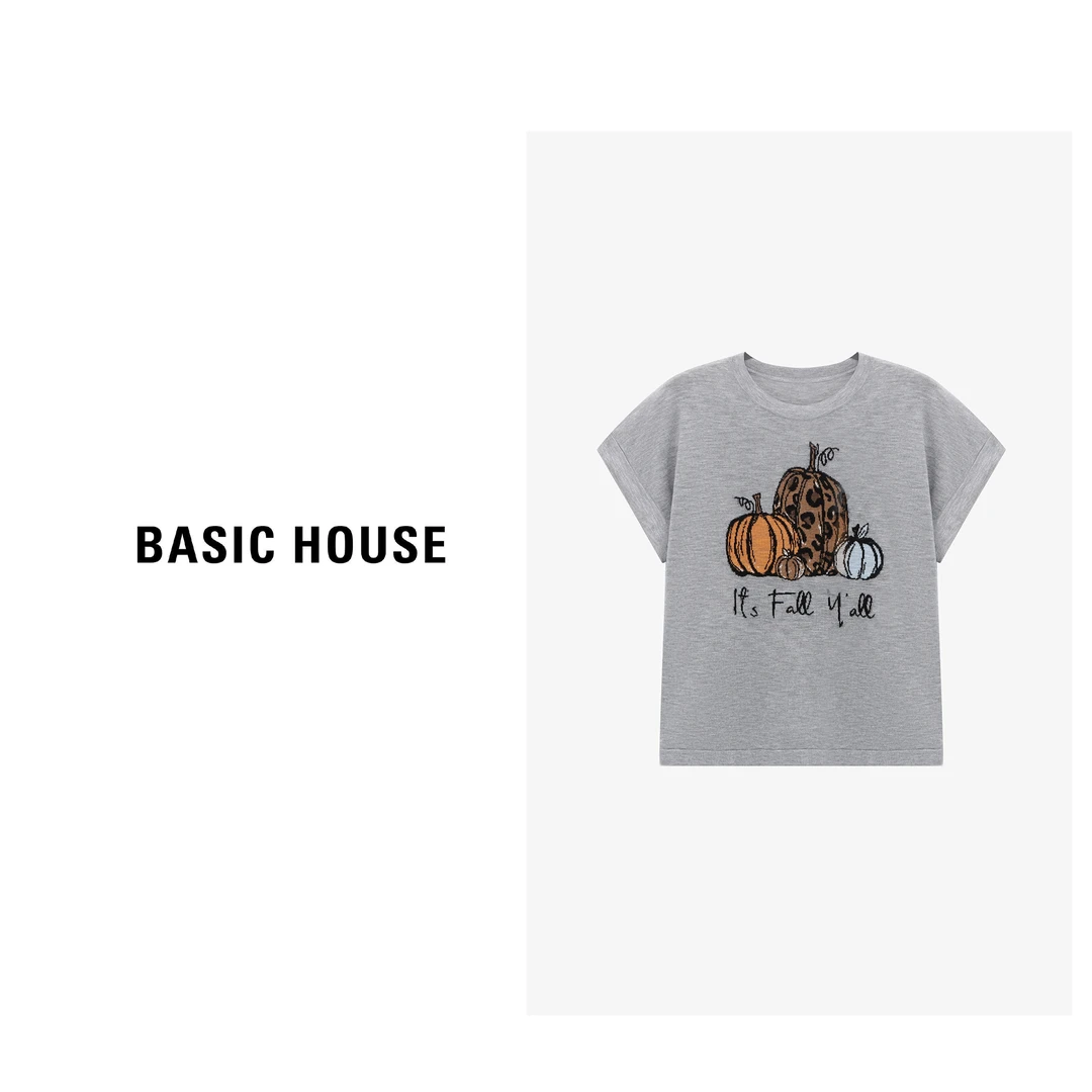 Basic House/百家好夏季休闲宽松卡通百搭时尚针织衫-B0625B5E332