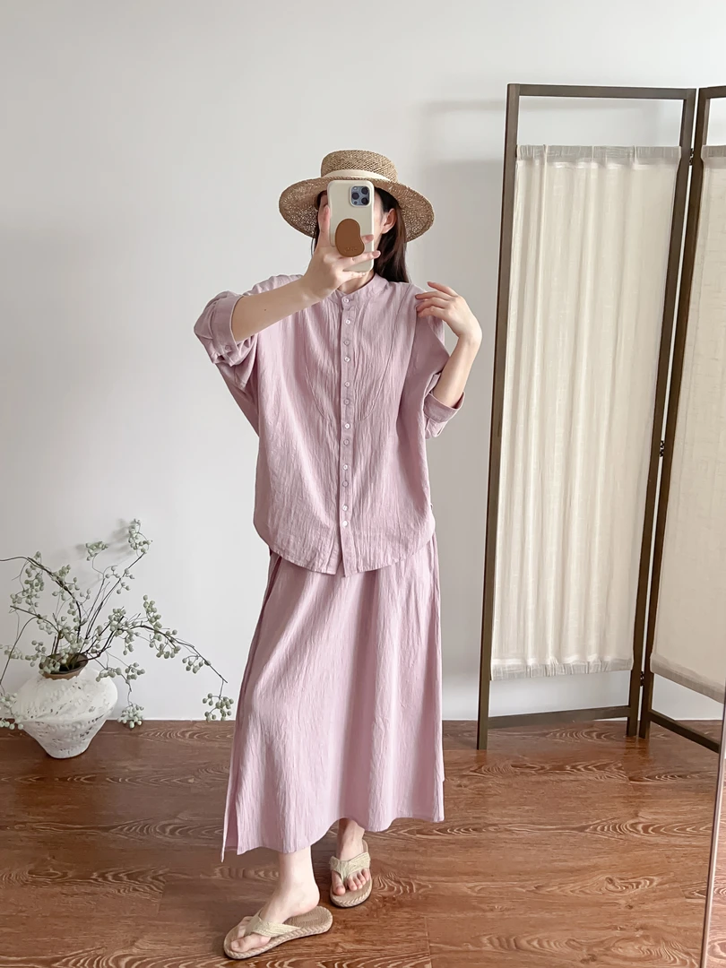 娜娜专属 2025春夏季新款宽松复古高端上衣半身裙套装25077