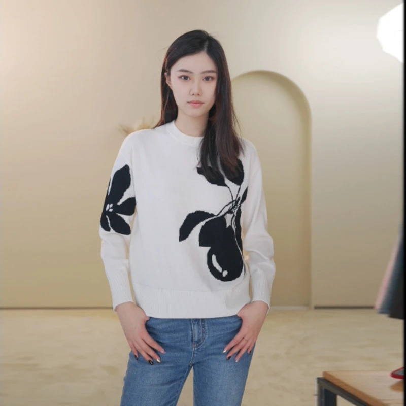 hply young24春新花卉提花盈柔软休闲针织衫HDE11650140