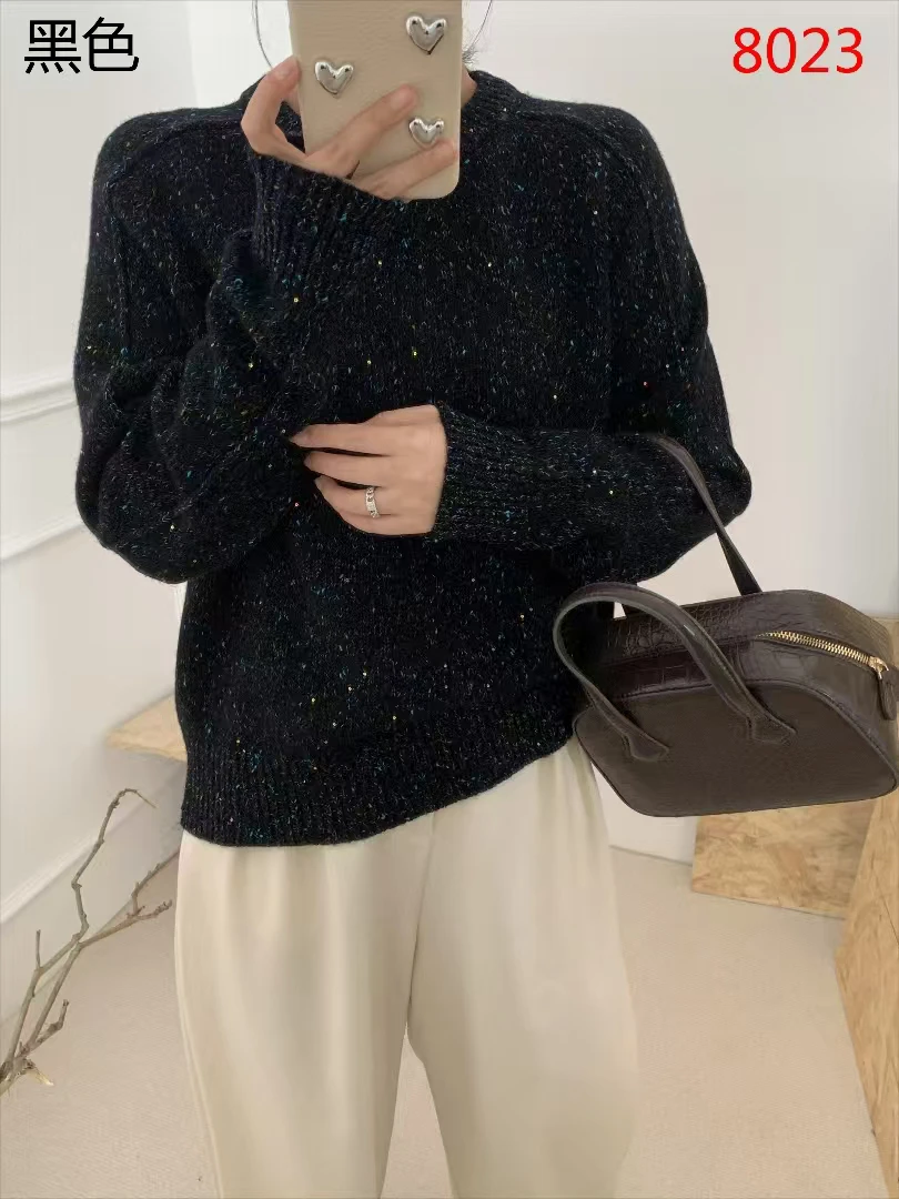 9205圆领宽松感显瘦软糯针织毛衣秋冬套头针织衫上衣