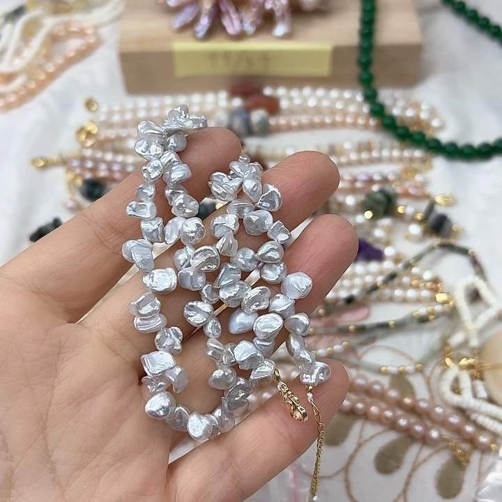 淡水珍珠胸饰银S925镶嵌凌*