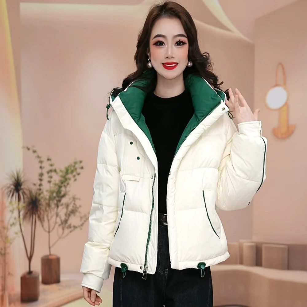 冬季新款气质时尚显瘦百搭连帽加厚白鸭绒保暖羽绒服M-4XL