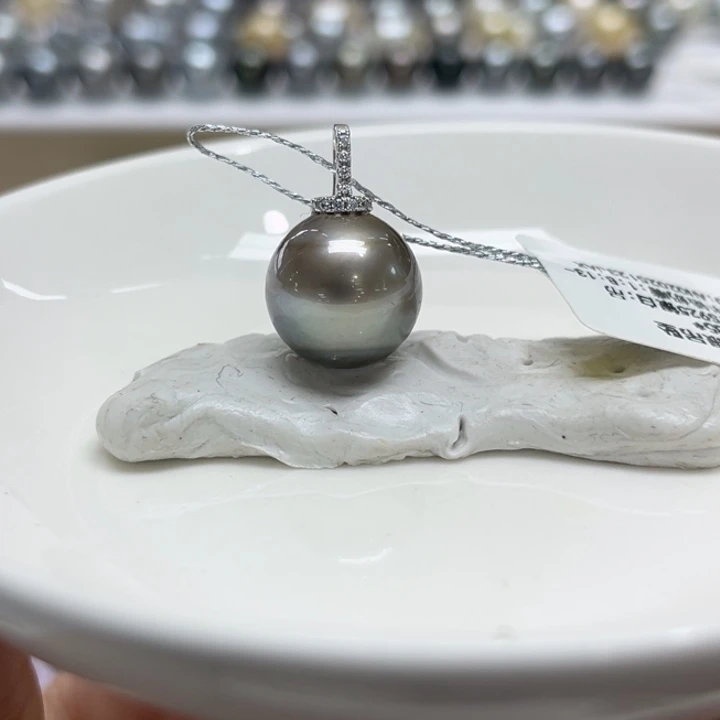 银S925镶嵌吊坠(不含链)海水珍珠13-14mm38号