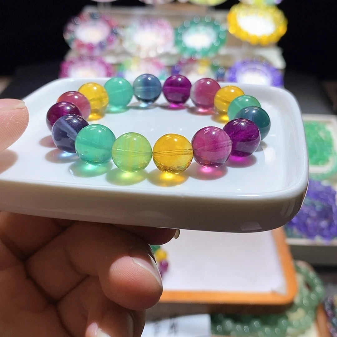 幸***运萤石未镶嵌手链色标12mm70拍两笔
