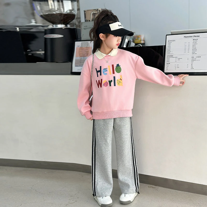 女童春季套装2025新款洋气时尚潮流两件套6-12岁中大童字母衣服潮