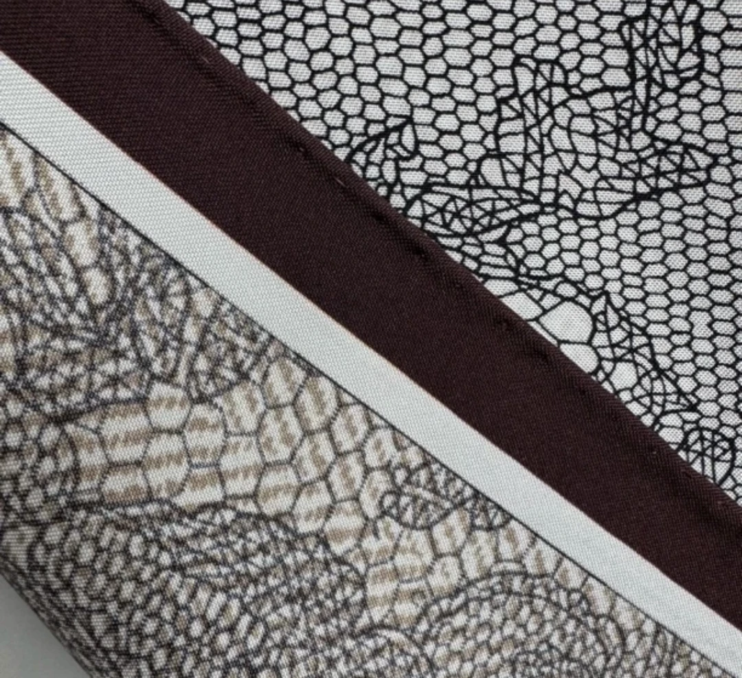 90巴拿绸灰咖蕾丝花纹春夏24姆米短款100%真丝披肩黑色围巾