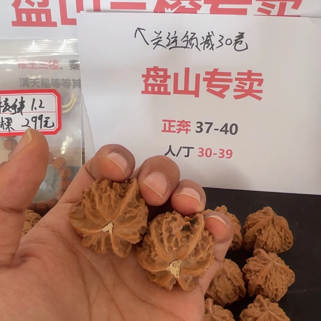 T****把件文玩核桃A153盘山三棱正奔3.8尺寸3.8高全品白茬