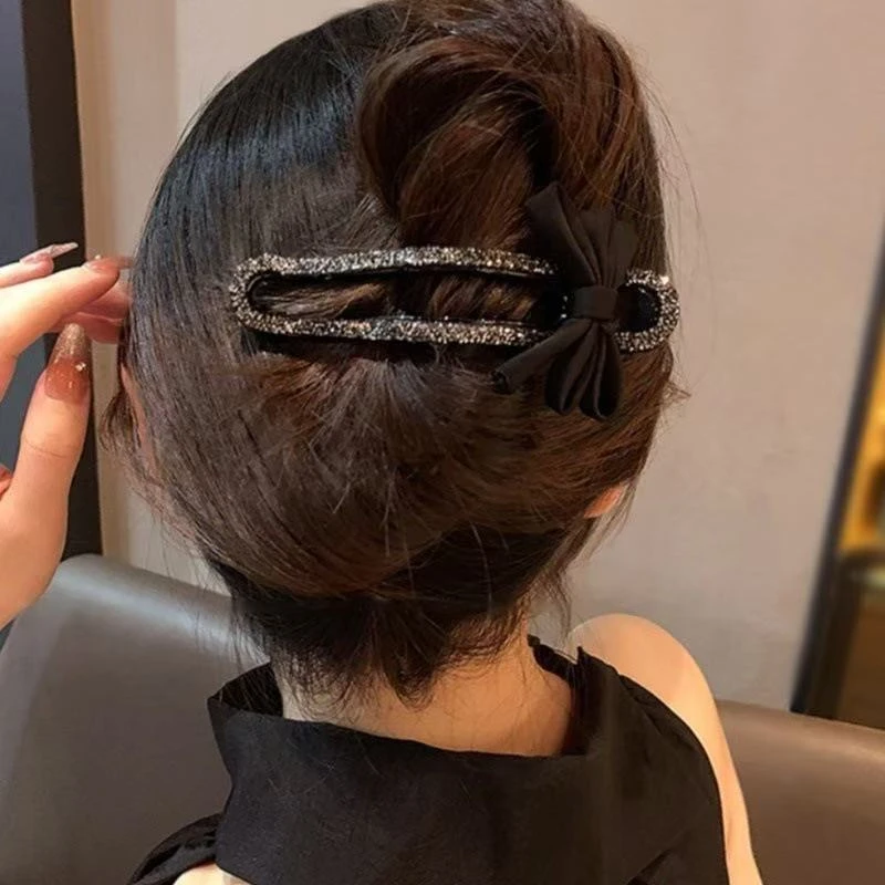 新款镶钻一字夹高端抓夹女网红后脑勺懒人夹盘发夹头饰简约百搭款