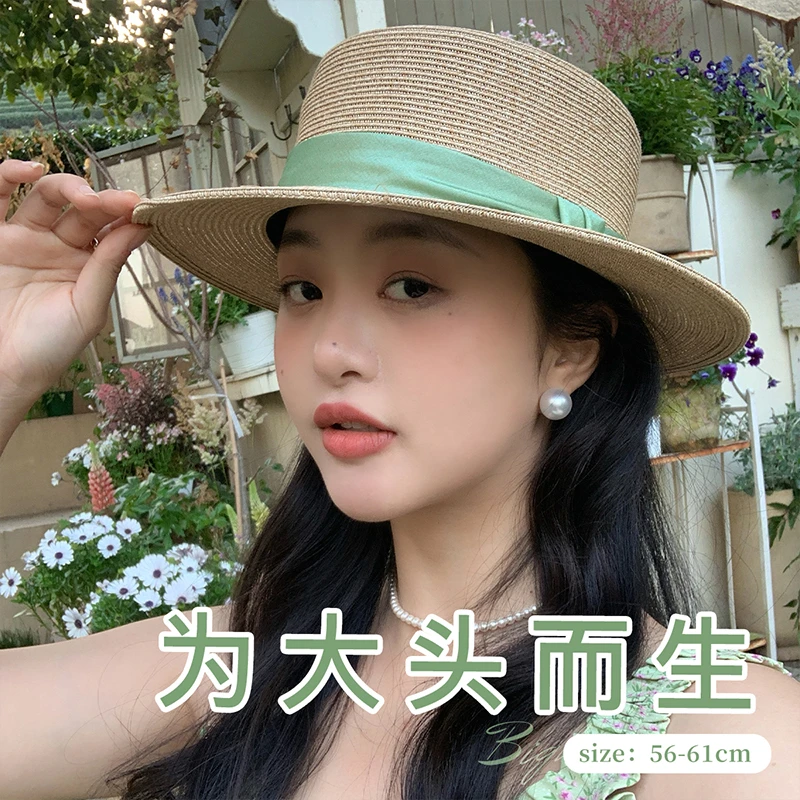 法式草帽女加大加深礼帽遮阳防晒编织大头围防紫外线帽子