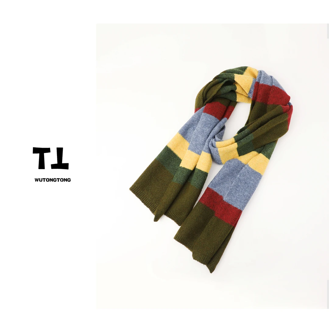11/26【吴童自制】秋冬季外搭彩色条纹针织围巾女时尚保暖围脖63008