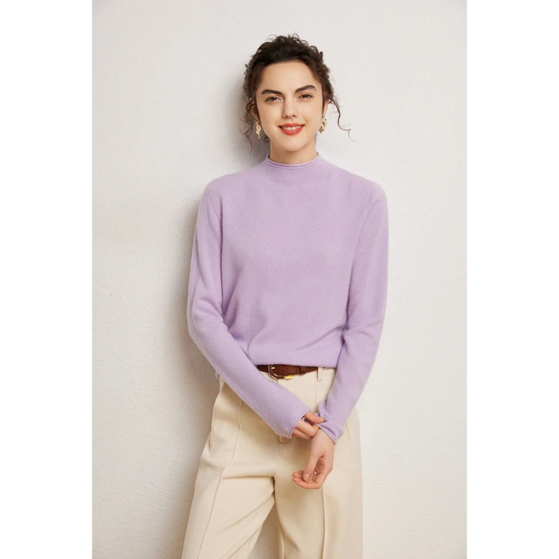 福利款 限10件 100%纯羊绒衫女卷边针织衫毛衣