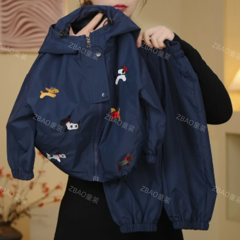 【现货48H】儿童冲锋衣套装新款秋季男女童工装休闲连帽外套夹克