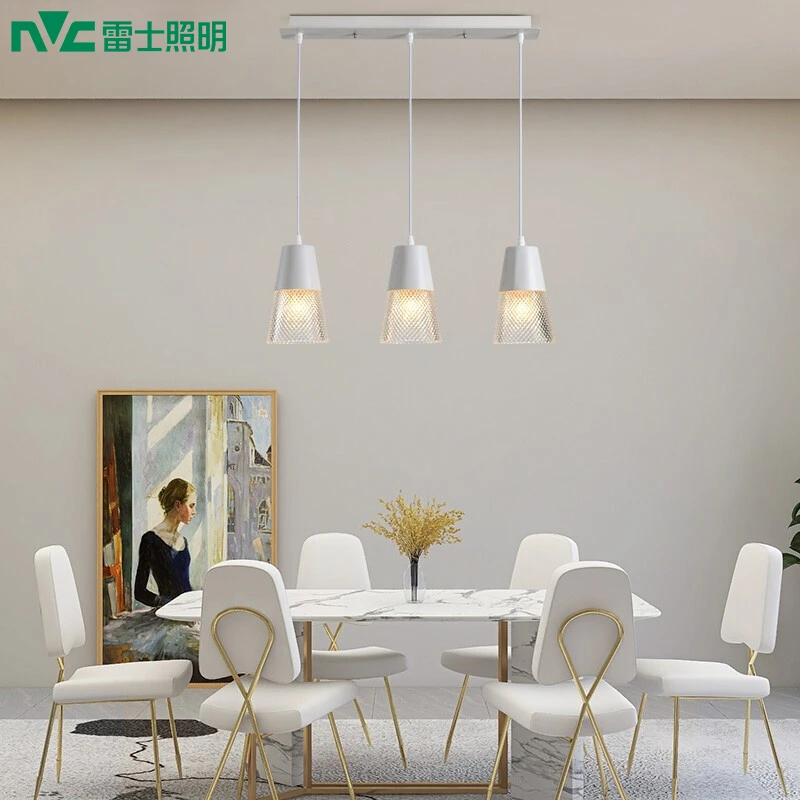 NVC/雷士照明餐吊灯轻奢水晶灯饰北欧创意现代吧台餐厅灯三头吊灯
