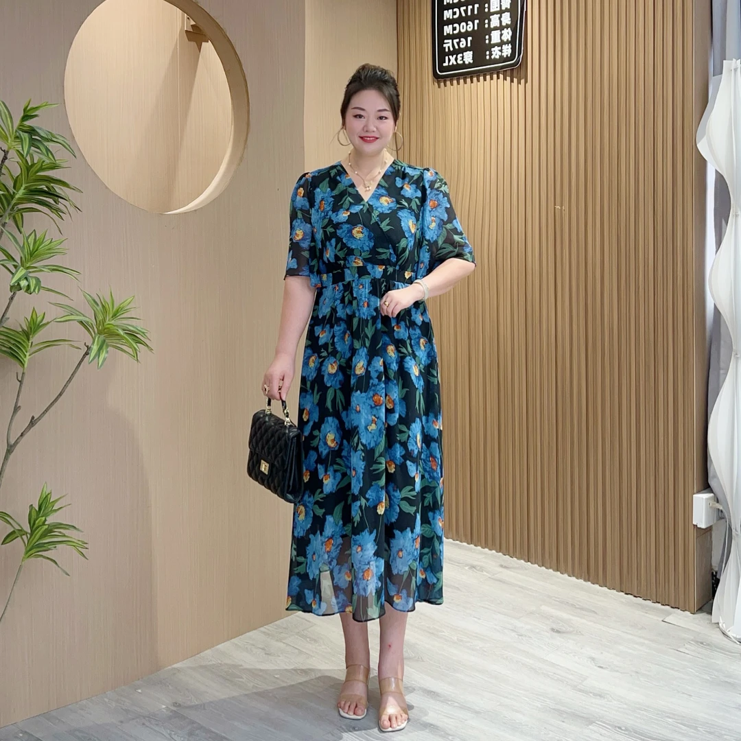 【上新梅姐】夏季新款时尚百搭简约轻奢气质大码连衣裙MJ9372