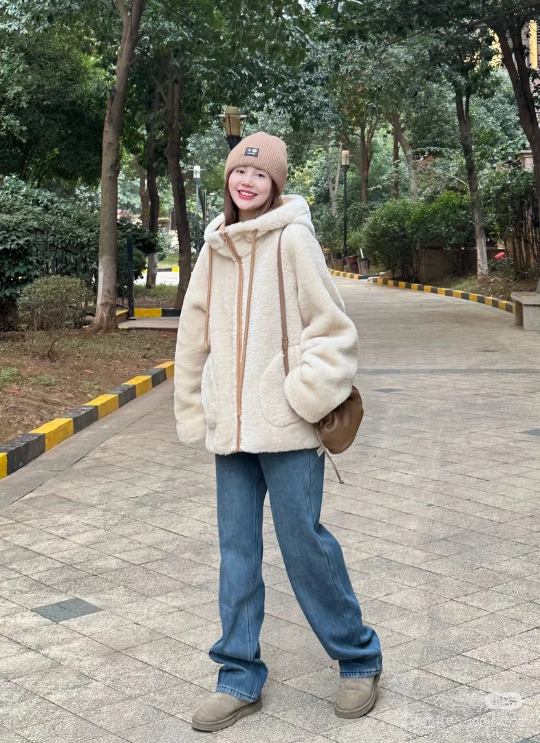 “芬兰漫雪”韩版毛毛立领大连帽外套