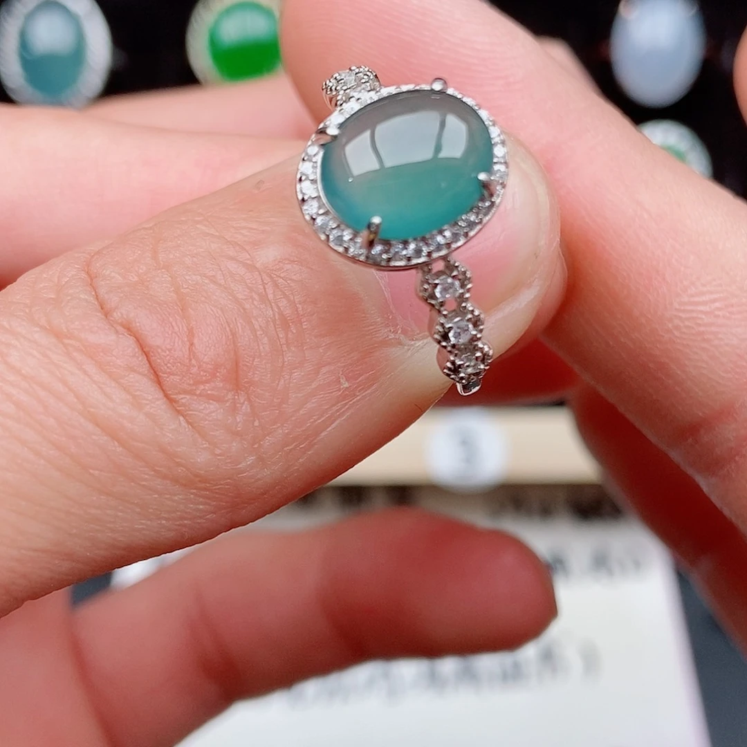 翡翠戒指银S925镶嵌06658458