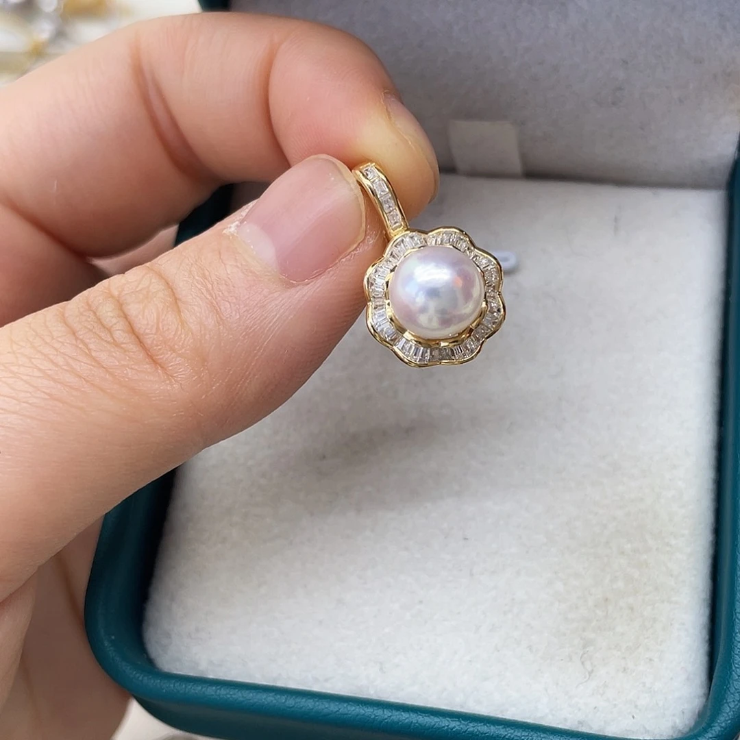 海水珍珠银S925镶嵌吊坠(不含链)