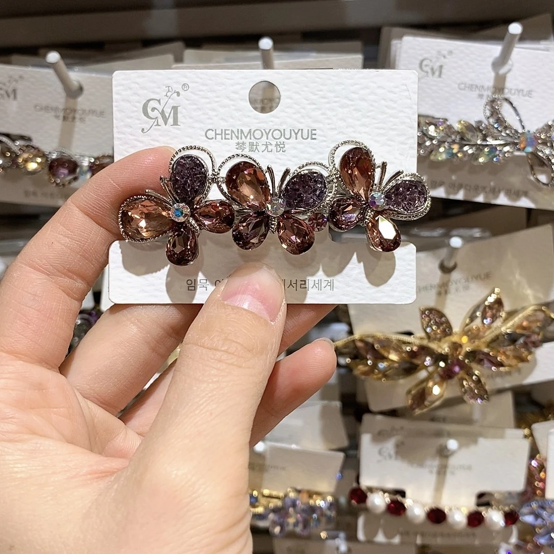 仿水晶合金蝴蝶弹簧夹
