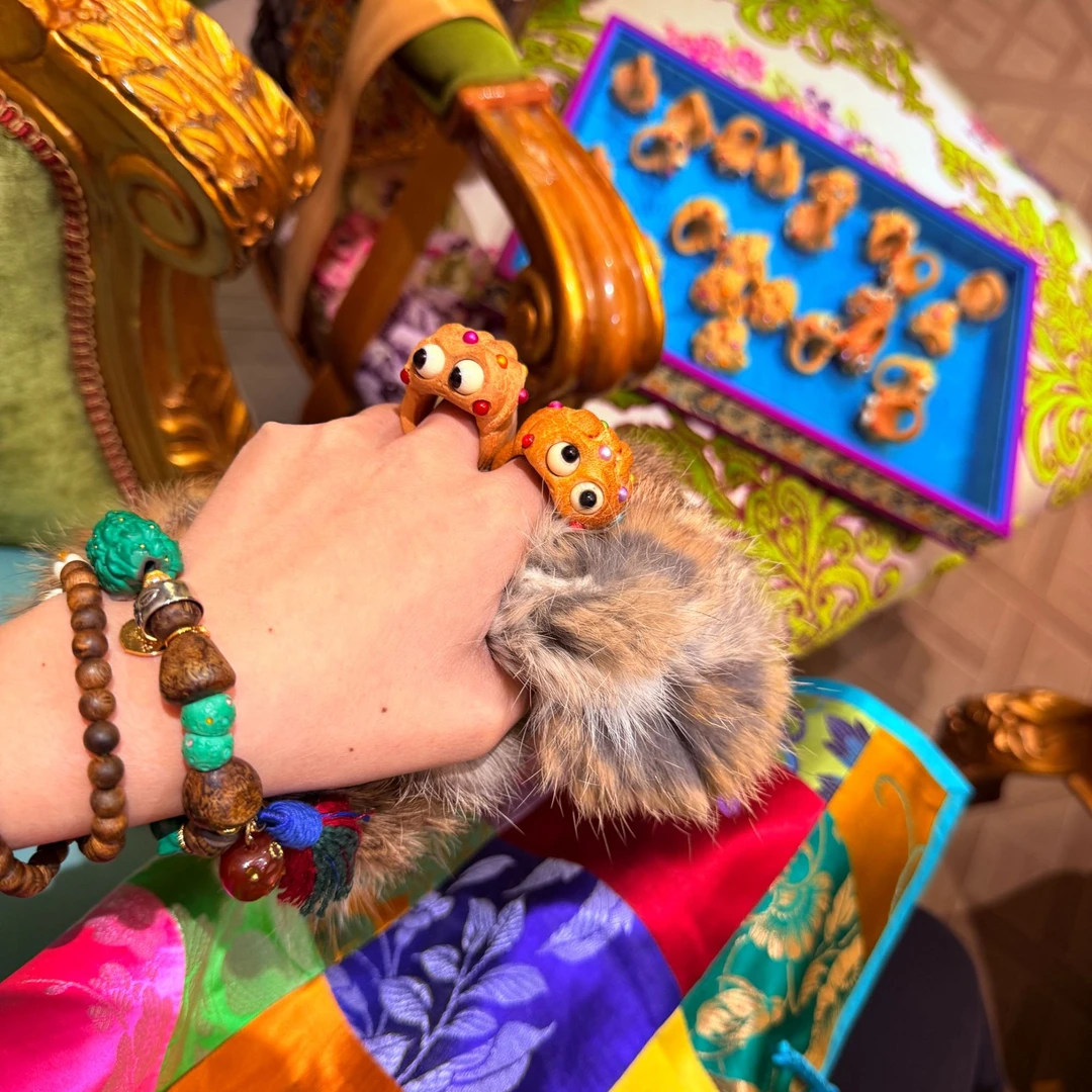 【彩豆豆萌眼金蟾戒指】（多样性发其一）