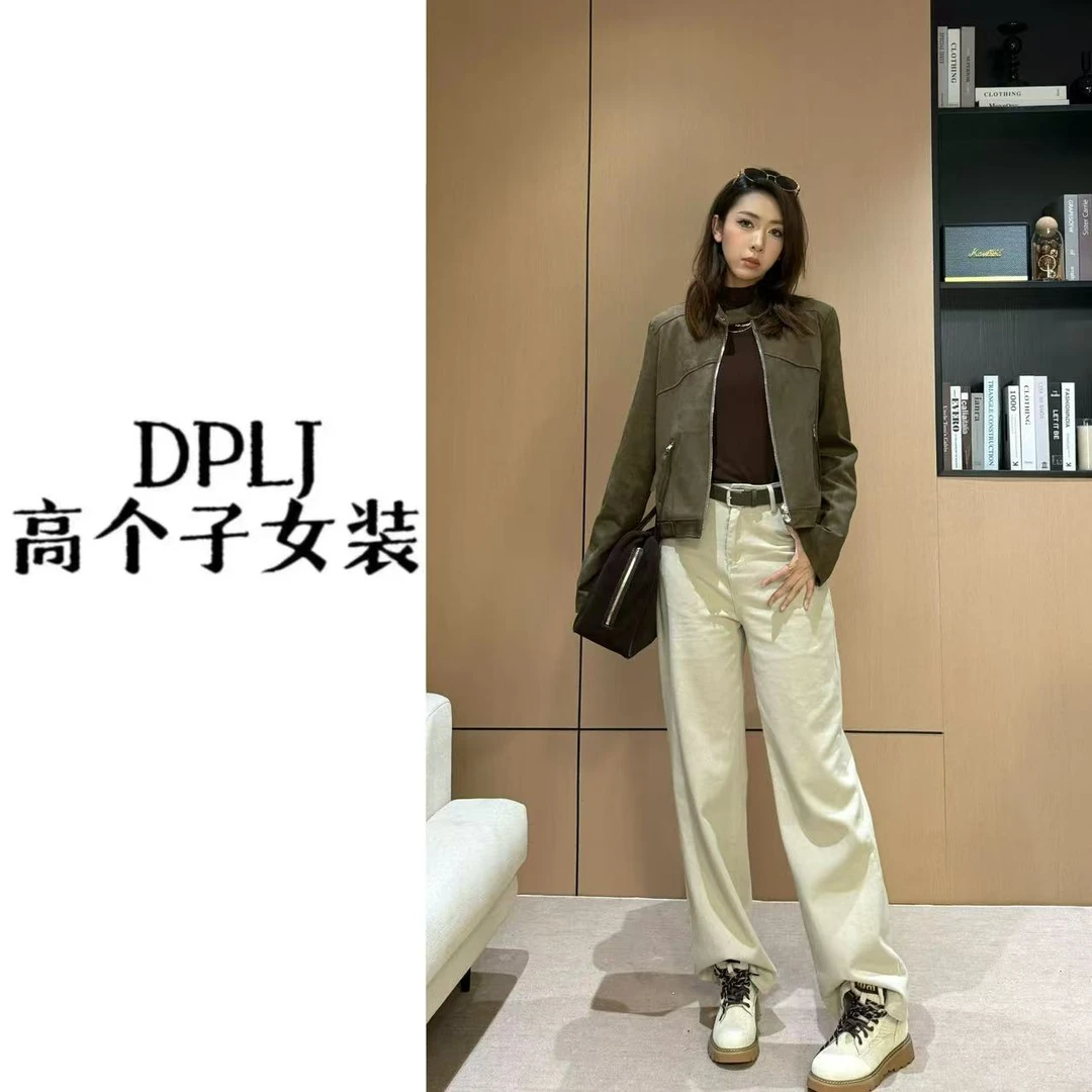 2025年直筒牛仔裤女士秋季宽松垂感阔腿休闲裤子纯棉长裤AM25919