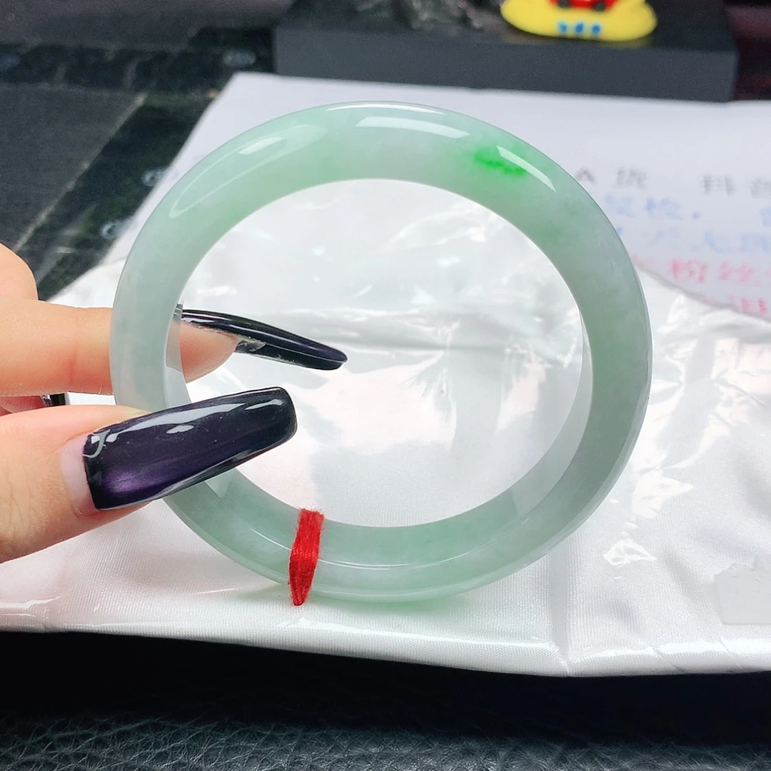 未镶嵌手镯翡翠翡翠58.3晴绿飘阳绿正圈