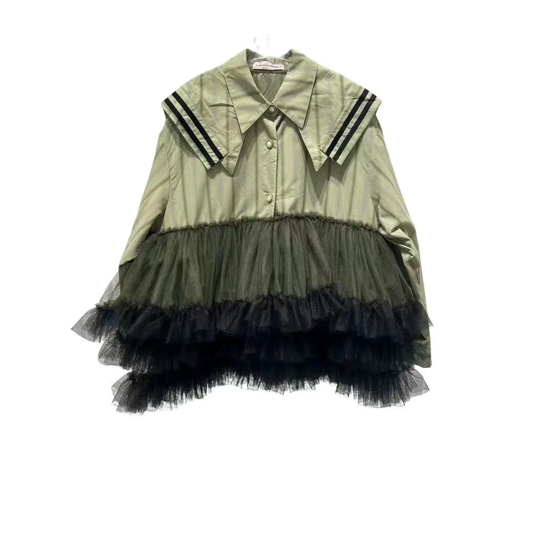 3328【珍珍优选】设计师新款拼接纱纱冬季长袖女装连衣裙