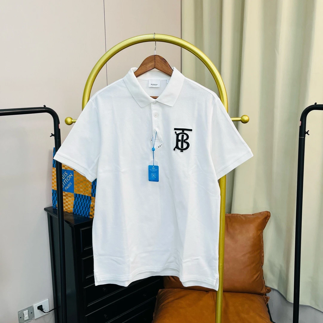 99新 BURBERRY/博柏利 /梅芙/白色胸前logo图案polo短袖 M码 99新