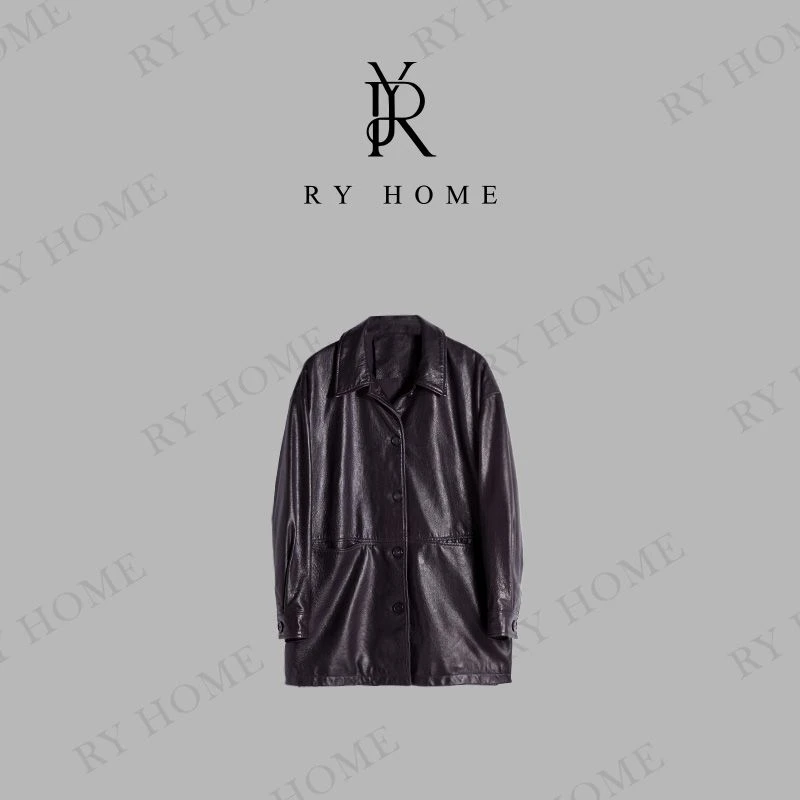 【容雨RYHOME】100%绵羊皮高定进口水晶油蜡皮衣外套253W2324