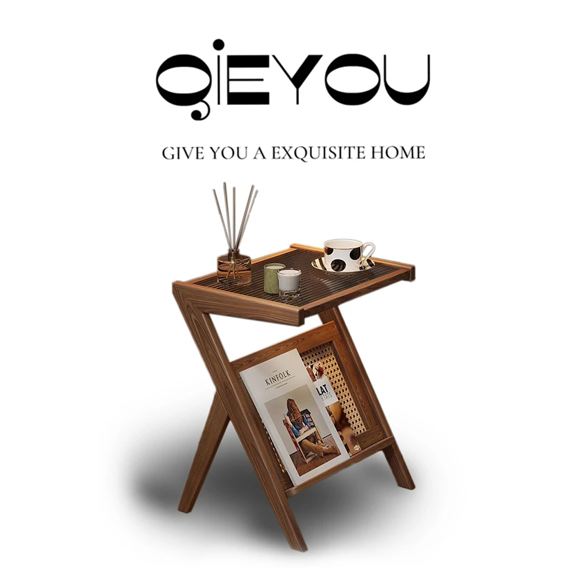 Z字茶几实木床头小桌子客厅沙发茶桌卧室床头柜创意日式置物架