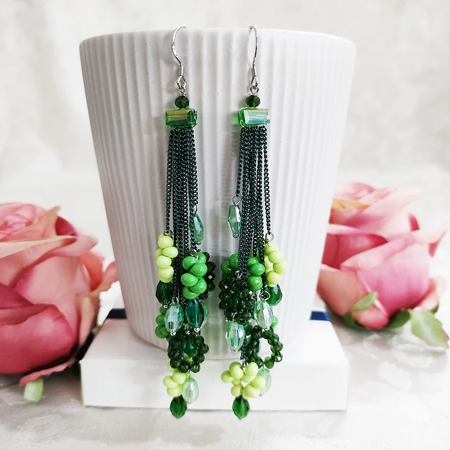 铜合金耳饰 民族风手工长款流苏耳环2835