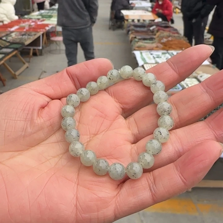 和田玉手链未镶嵌青花手串卡8