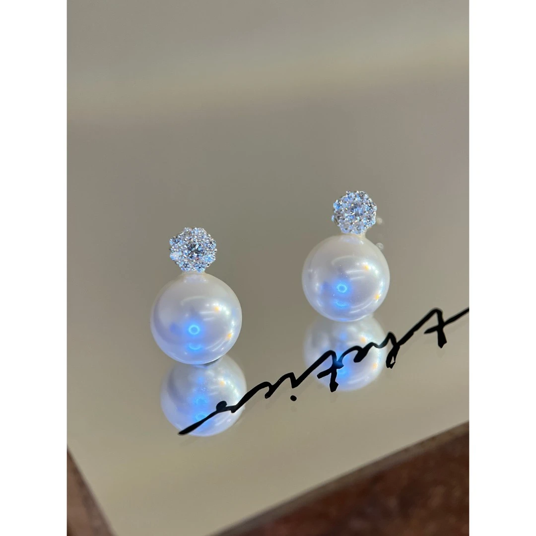 镀白金 银针 小戴妃 气质耳钉Y220