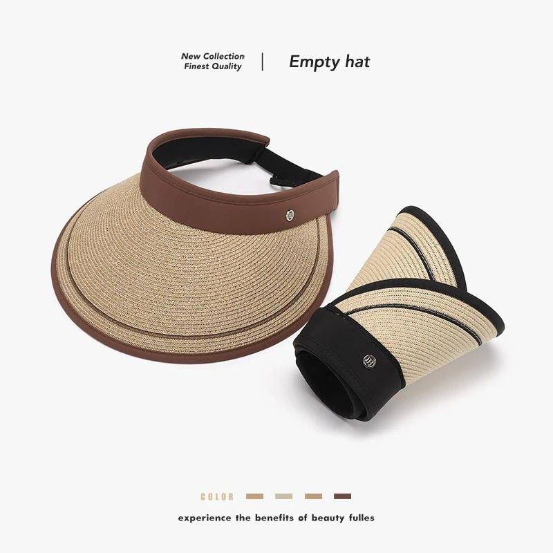 品牌线上同款空顶帽女户外骑行防紫外线天然草时尚百搭防晒帽女款