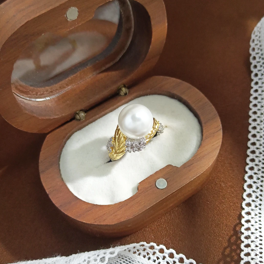 铜合金合成锆石戒指 WFXLM-006120【珍花珠冠】个性小众高级感穿搭