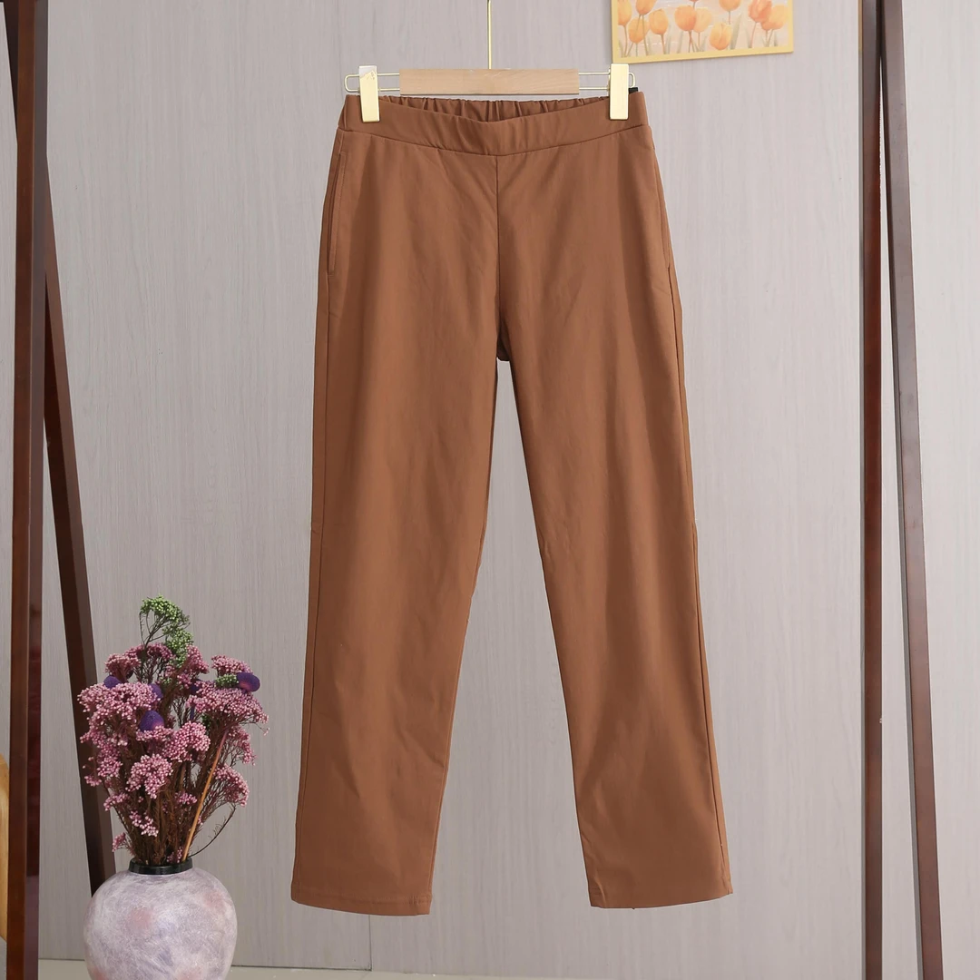 女士简约休闲裤通勤百搭直筒裤舒适02011透气时尚显瘦