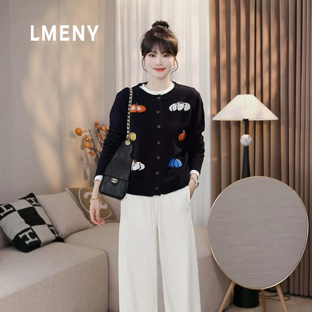 LMENY“南瓜派对”暖气场！绵羊毛圆领软糯保暖显瘦毛衣开衫25DM011