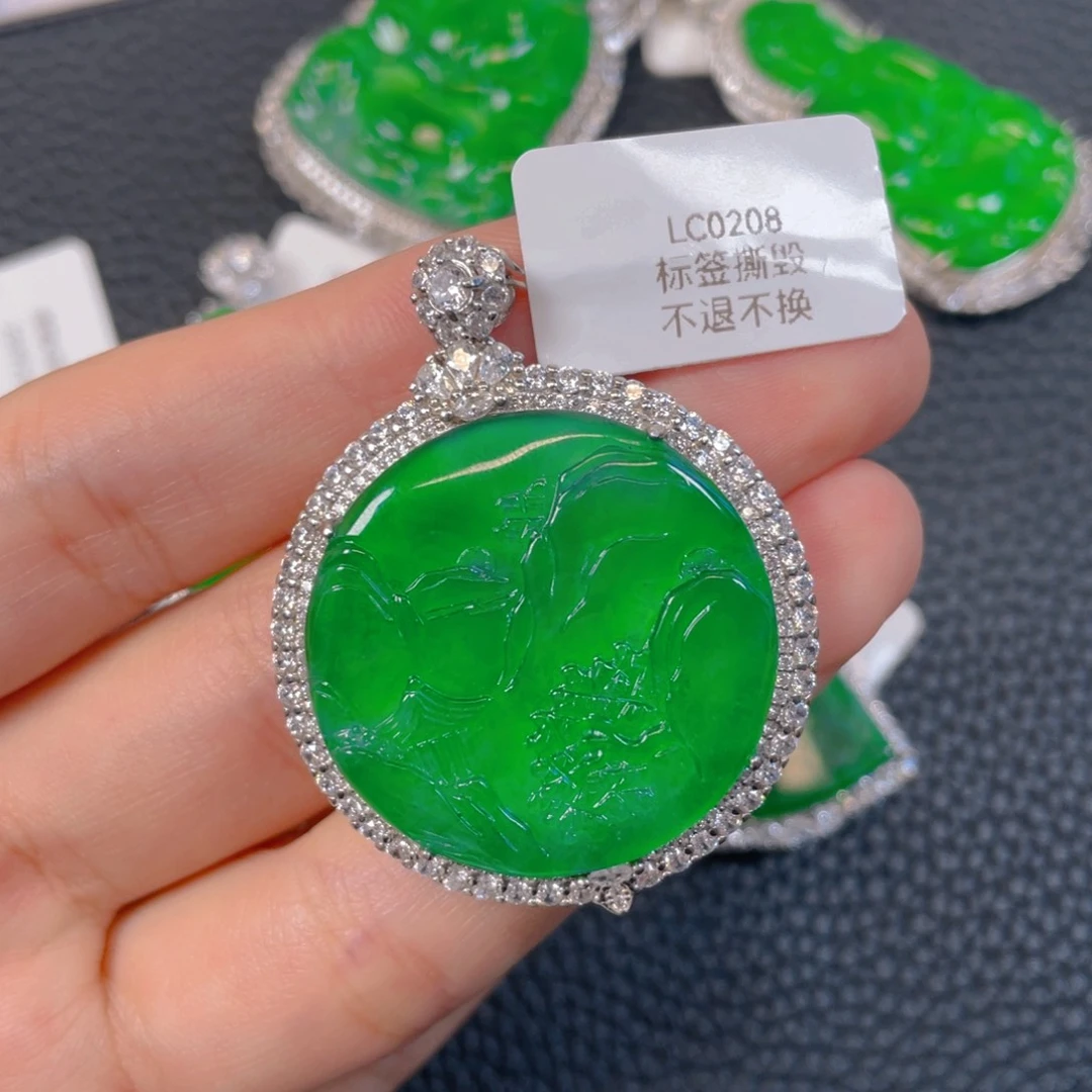 乐***馆翡翠银S925镶嵌颈饰