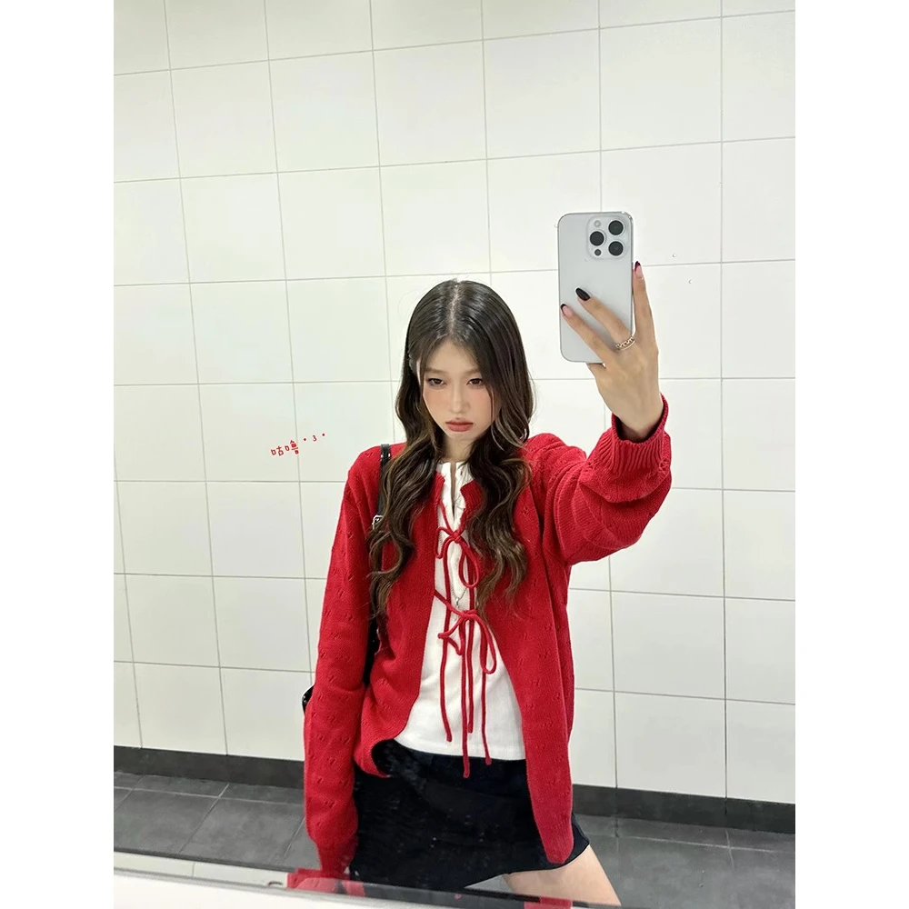 慵懒风高级感宽松针织开衫外套上衣女2025春季设计款韩版外穿毛衣