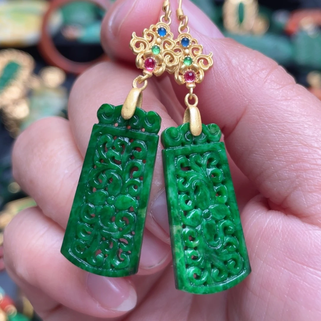 翡翠银S925镶嵌耳饰