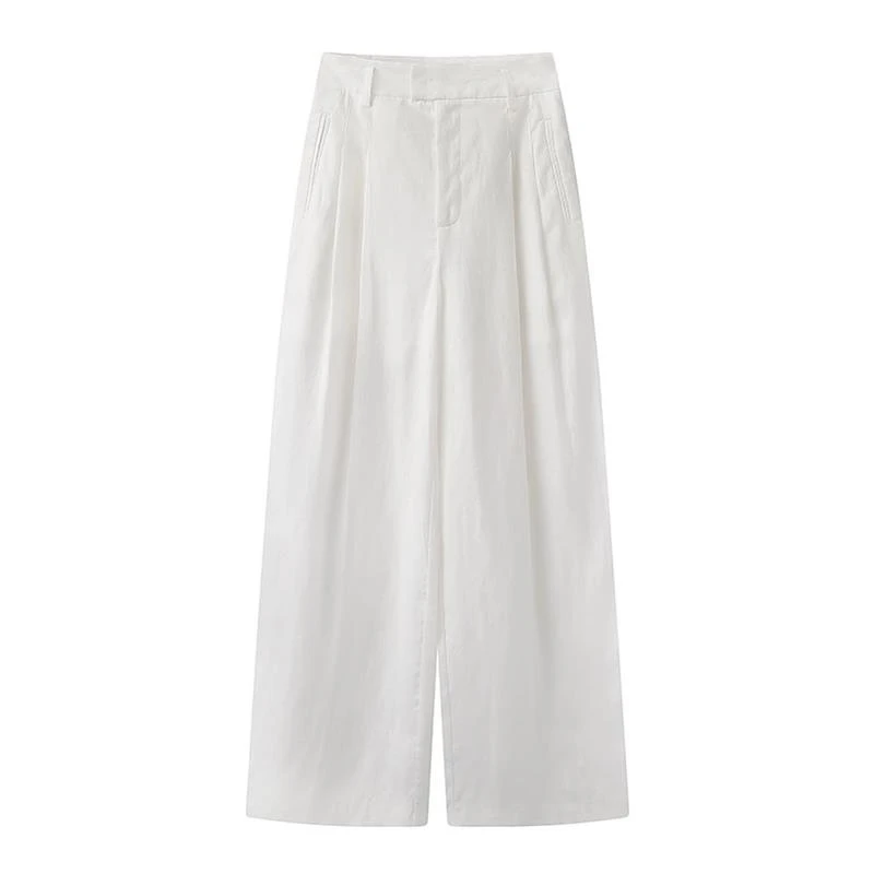 艾家同款西装直筒裤女商场同款2025春新品时尚百搭高腰休闲裤3076