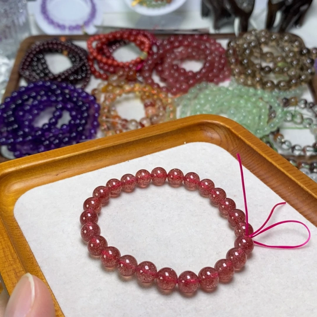 石英质玉手串未镶嵌卡7.8草莓晶手串